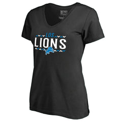 Detroit Lions Women's Arriba V-Neck T-Shirt Black