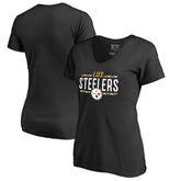 Pittsburgh Steelers Women's Arriba V-Neck T-Shirt Black