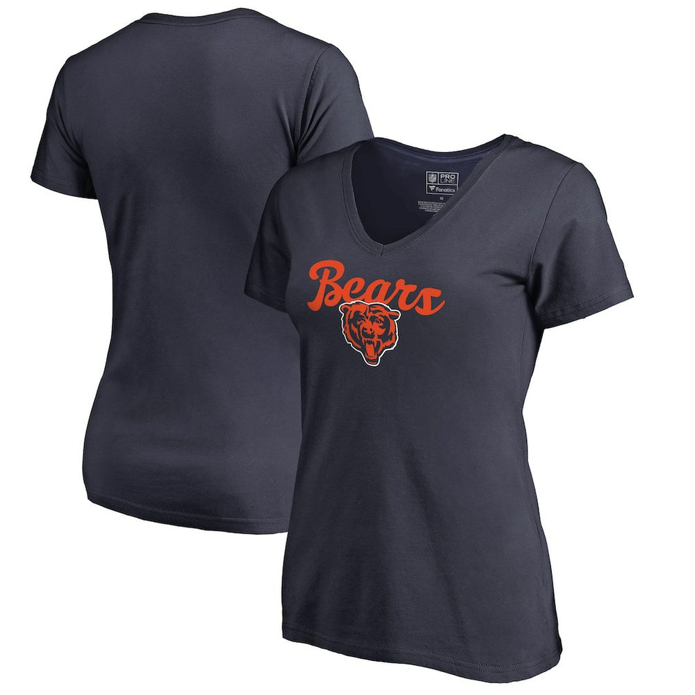 Chicago Bears Women's Freehand V-Neck T-Shirt Navy