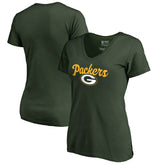 Green Bay Packers Women's Freehand V-Neck T-Shirt Green