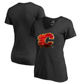 NHL Calgary Flames Women's Midnight Mascot V-Neck T-Shirt - Black