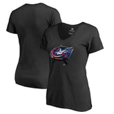 NHL Columbus Blue Jackets Women's Midnight Mascot V-Neck T-Shirt - Black