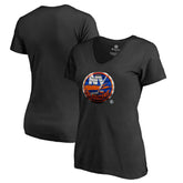NHL New York Islanders Women's Midnight Mascot V-Neck T-Shirt - Black