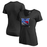 NHL New York Rangers Women's Midnight Mascot V-Neck T-Shirt - Black