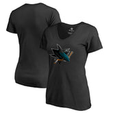 NHL San Jose Sharks Women's Midnight Mascot V-Neck T-Shirt - Black