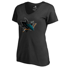 NHL San Jose Sharks Women's Midnight Mascot V-Neck T-Shirt - Black