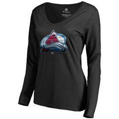 NHL Colorado Avalanche Women's Midnight Mascot Long Sleeve V-Neck T-Shirt - Black