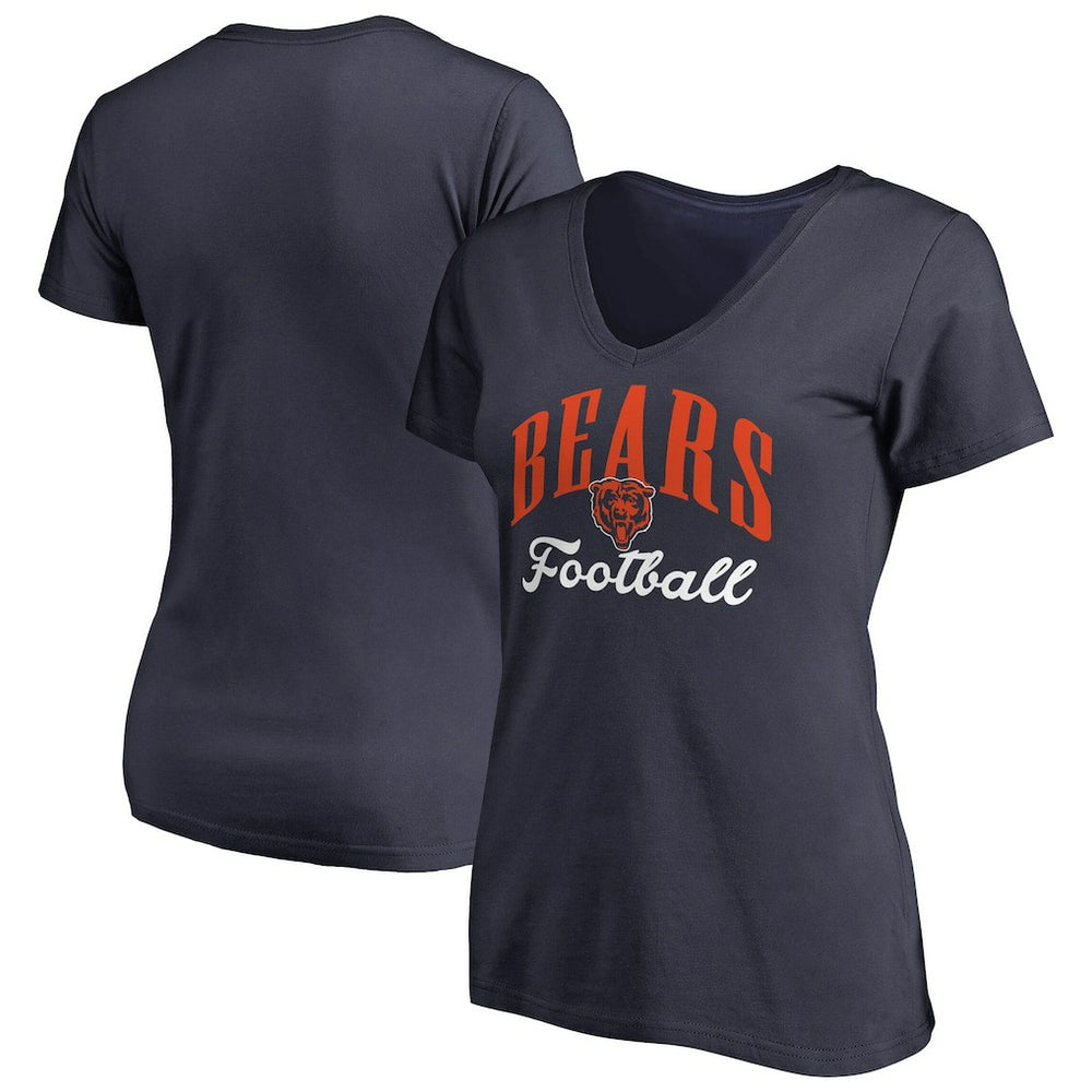 Chicago Bears Women's Victory Script V-Neck T-Shirt -Navy