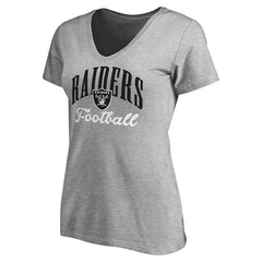 Las Vegas Raiders Women's Victory Script V-Neck T-Shirt Heather Gray