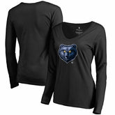 Memphis Grizzlies Women's Midnight Mascot Long Sleeve V-Neck T-Shirt Black