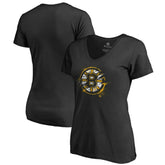 NHL Boston Bruins Women's Splatter Logo V-Neck T-Shirt - Black