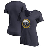 NHL Buffalo Sabres Women's Splatter Logo V-Neck T-Shirt - Navy