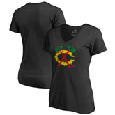 NHL Chicago Blackhawks Women's Splatter Logo V-Neck T-Shirt - Black