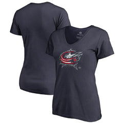 NHL Columbus Blue Jackets Women's Splatter Logo V-Neck T-Shirt - Navy