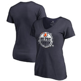NHL Edmonton Oilers Women's Splatter Logo V-Neck T-Shirt - Navy
