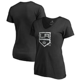 NHL Los Angeles Kings Women's Splatter Logo V-Neck T-Shirt - Black