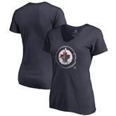 NHL Winnipeg Jets Women's Splatter Logo V-Neck T-Shirt - Navy