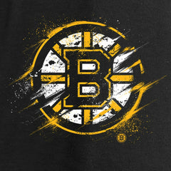 NHL Boston Bruins Women's Splatter Logo V-Neck Long Sleeve T-Shirt - Black