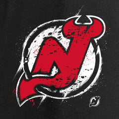 NHL New Jersey Devils Women's Splatter Logo V-Neck Long Sleeve T-Shirt - Black