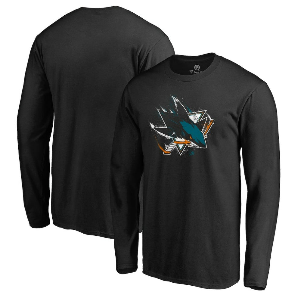 NHL San Jose Sharks Splatter Logo Long Sleeve T-Shirt - Black