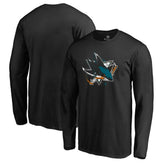 NHL San Jose Sharks Splatter Logo Long Sleeve T-Shirt - Black