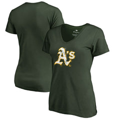 Athletics Women's Splatter Logo V-Neck T-Shirt - Green T-shirts