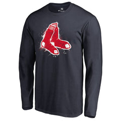 Boston Red Sox Splatter Logo Long Sleeve T-Shirt - Navy T-shirts