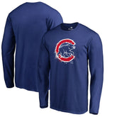 Chicago Cubs Splatter Logo Long Sleeve T-Shirt - Royal T-shirts