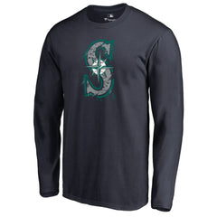 Seattle Mariners Splatter Logo Long Sleeve T-Shirt - Navy T-shirts