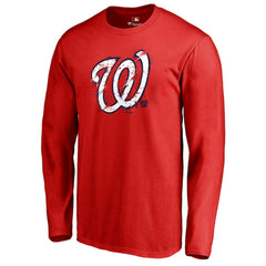 Washington Nationals Splatter Logo Long Sleeve T-Shirt - Red T-shirts