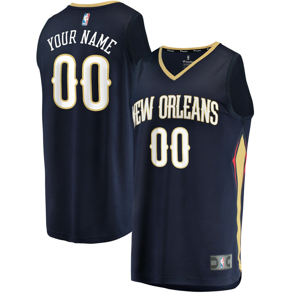 NBA New Orleans Pelicans Fast Break Custom Replica Jersey Navy - Icon Edition