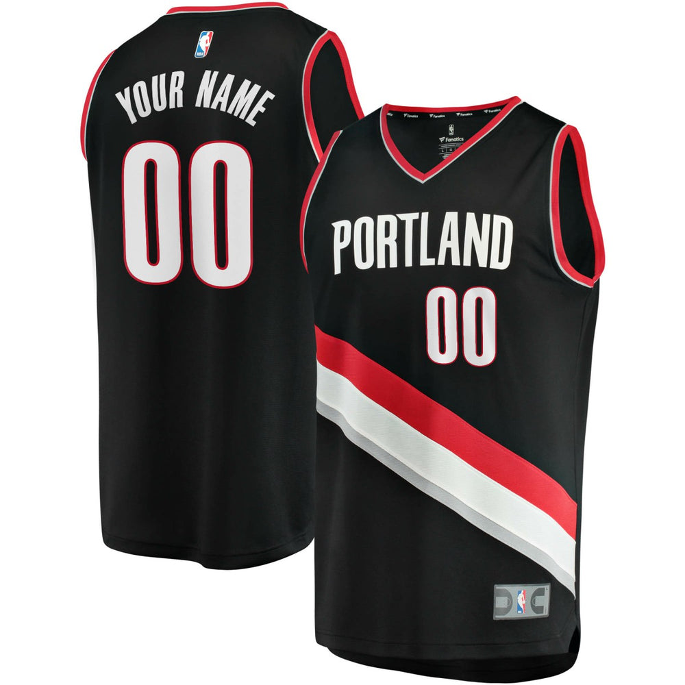 NBA Portland Trail Blazers Fast Break Custom Replica Jersey Black - Icon Edition