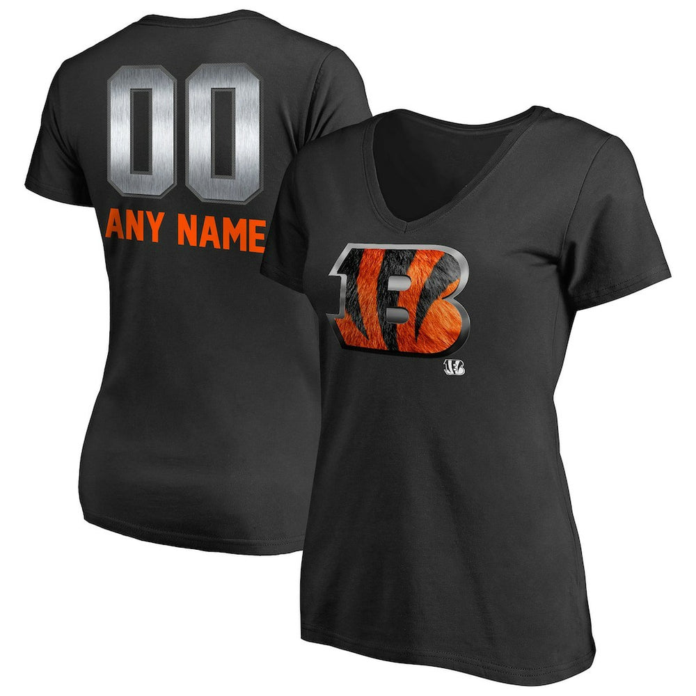 Cincinnati Bengals Women's Personalized Midnight Mascot T-Shirt Black