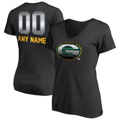 Green Bay Packers Women's Personalized Midnight Mascot T-Shirt Black