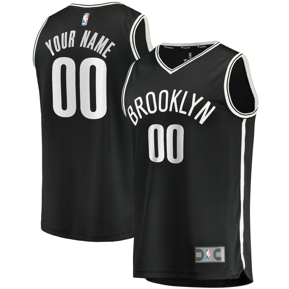 Brooklyn Nets Youth Fast Break Custom Replica Jersey Black Icon Edition