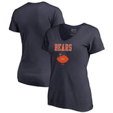 Chicago Bears Women's Vintage Team Lockup V-Neck T-Shirt Navy