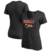 Cincinnati Bengals Women's Vintage Team Lockup V-Neck T-Shirt Black