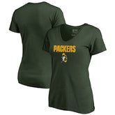 Green Bay Packers Women's Vintage Team Lockup V-Neck T-Shirt Green