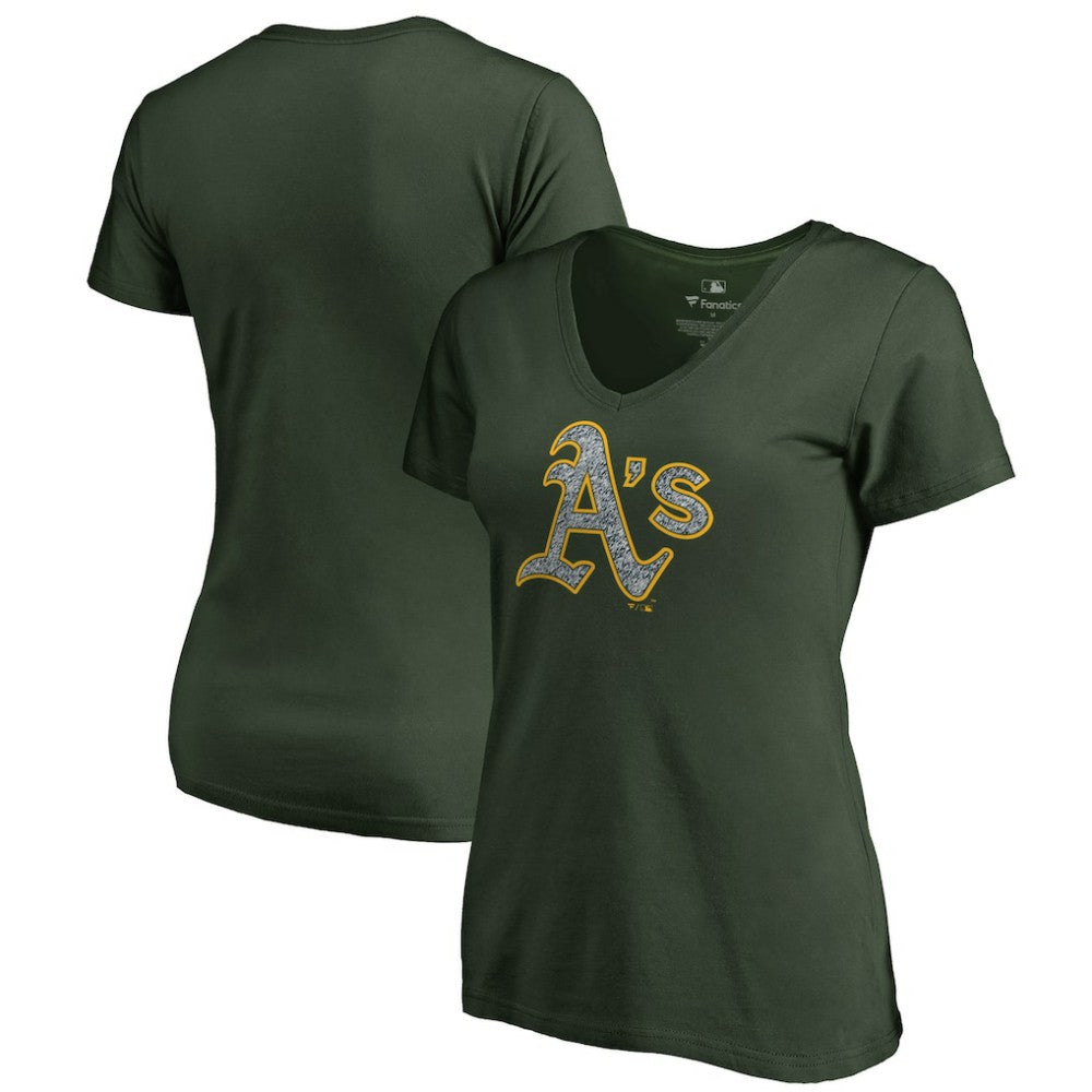 Athletics Women's Static Logo V-Neck T-Shirt - Green T-shirts