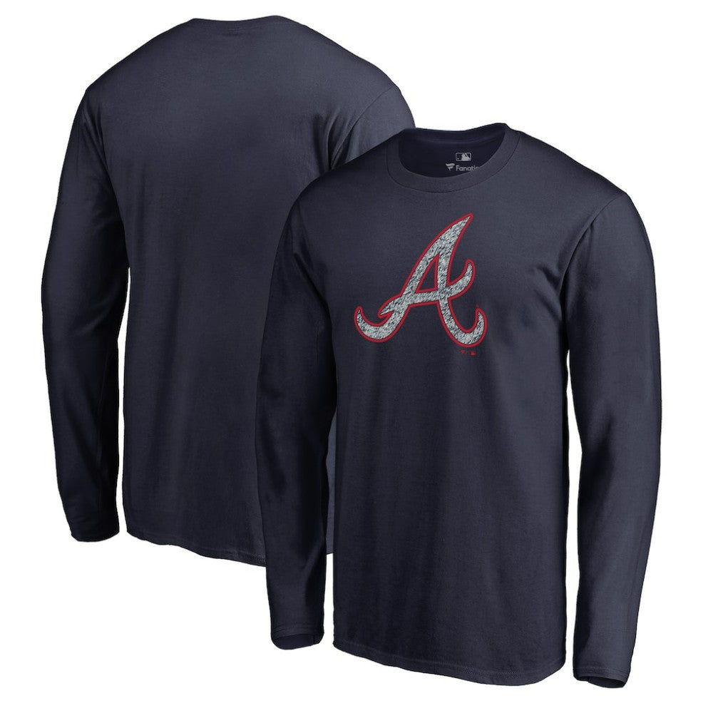 Atlanta Braves Static Logo Long Sleeve T-Shirt - Navy T-shirts