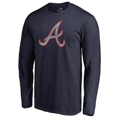 Atlanta Braves Static Logo Long Sleeve T-Shirt - Navy T-shirts