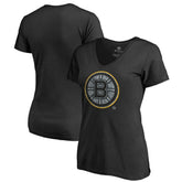 NHL Boston Bruins Women's Static Logo V-Neck T-Shirt - Black
