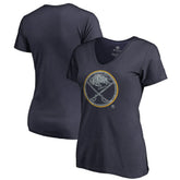 NHL Buffalo Sabres Women's Static Logo V-Neck T-Shirt - Navy