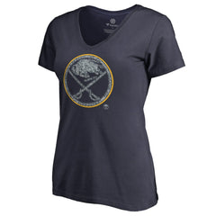 NHL Buffalo Sabres Women's Static Logo V-Neck T-Shirt - Navy