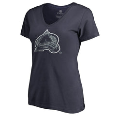 NHL Colorado Avalanche Women's Static Logo V-Neck T-Shirt - Navy