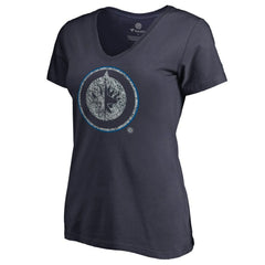 NHL Winnipeg Jets Women's Static Logo V-Neck T-Shirt - Navy