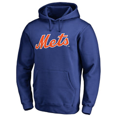 New York Mets Official Wordmark Fitted Pullover Hoodie - Royal Hoodies