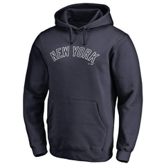 New York Yankees Official Wordmark Fitted Pullover Hoodie - Navy Hoodies