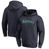 Seattle Mariners Official Wordmark Fitted Pullover Hoodie - Navy Hoodies