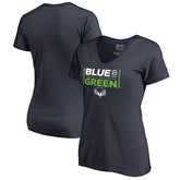 Seattle Seahawks Women's Alternate Team Logo V-Neck T-Shirt Navy